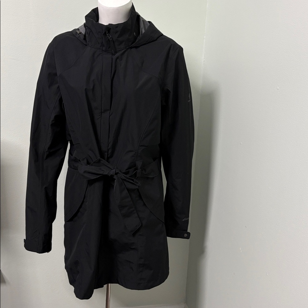 Eddie Bauer black travex belted raincoat size large
